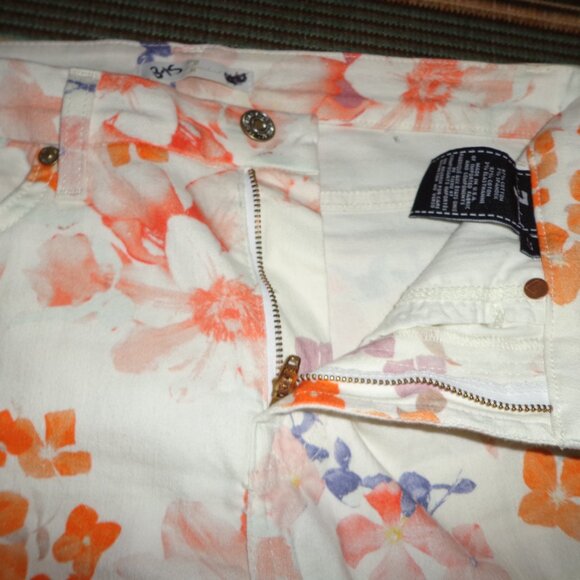 NWOT 7 For All Mankind Straight Leg Jeans 27 Floral Print - Picture 9 of 14